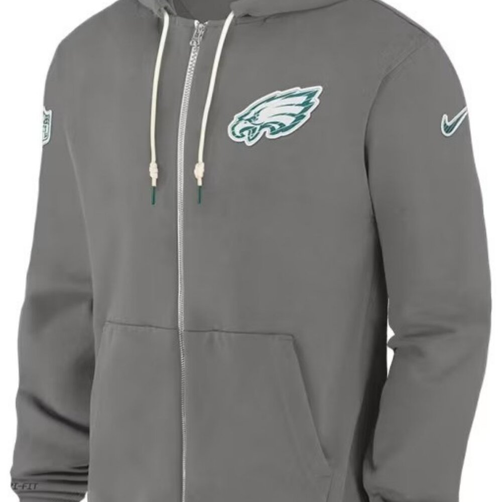 Nike Philadelphia Eagles Men's Grey Sideline Player Full Zip Jacket - Small